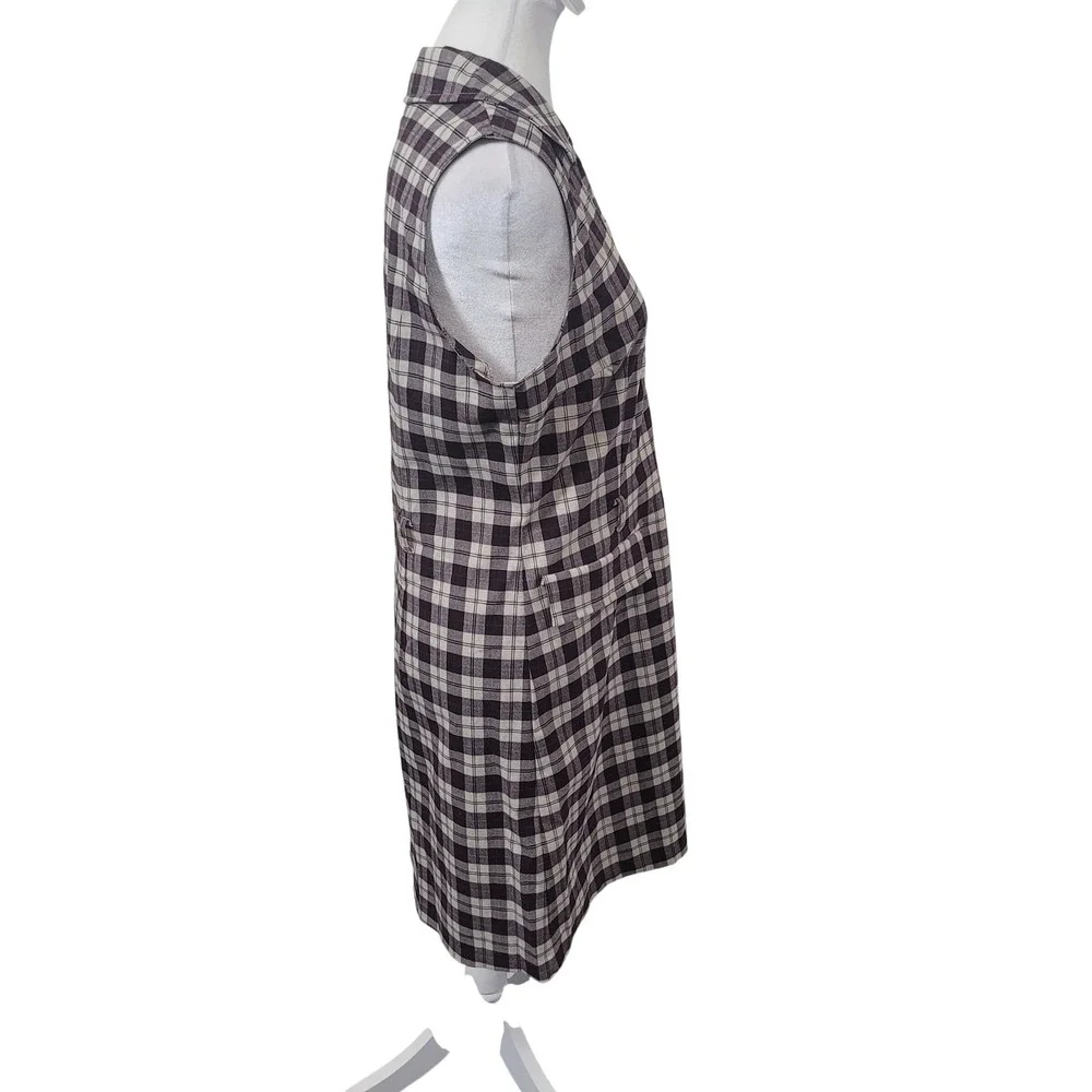 American Eagle 6 Plaid Shift Dress Womens Black White Sleeveless 90s Y2K Vintage